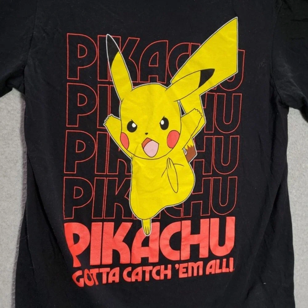 Pokemon‎ Boys T-Shirt Medium Black Logo Pikachu Graphic Short Sleeve Crew Neck